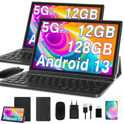 Tablette GOODTEL G3 10 Pouces 12 Go RAM + 128 Go ROM (1TB TF) Octa-Core Android 13 WiFi 5G Bluetooth 5.0 FHD IPS GPS 6000mAh, avec Étui, Clavier et Souris - Noir