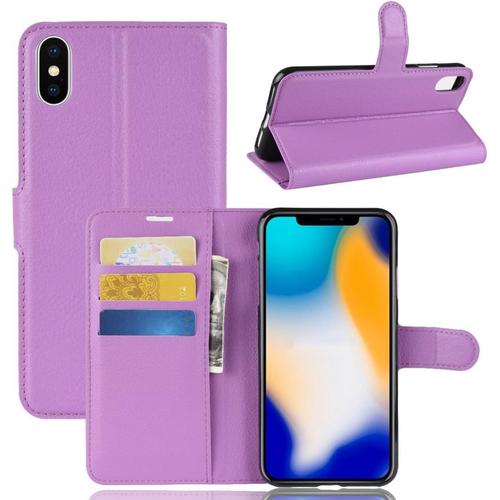 Coque Iphone Xs Max, Antichoc Portefeuille Étui Housse En Cuir À Rabat Flip Cover Case Avec Porte Carte, Béquille, Chiusura Magnetica Pour Apple Iphone Xs Max, Violet