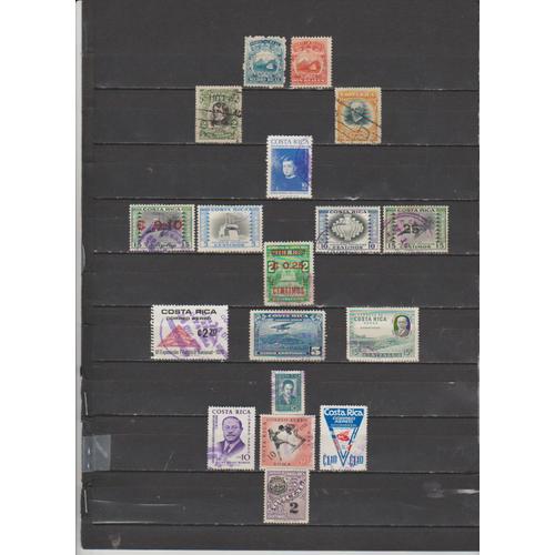 18 Timbres Costa Rica Obliteres & Neufs* + Sans Gom