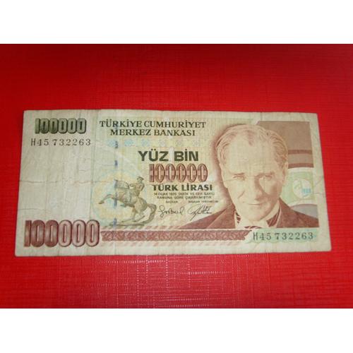 Billet Turc De 100000 Turk Lirasi