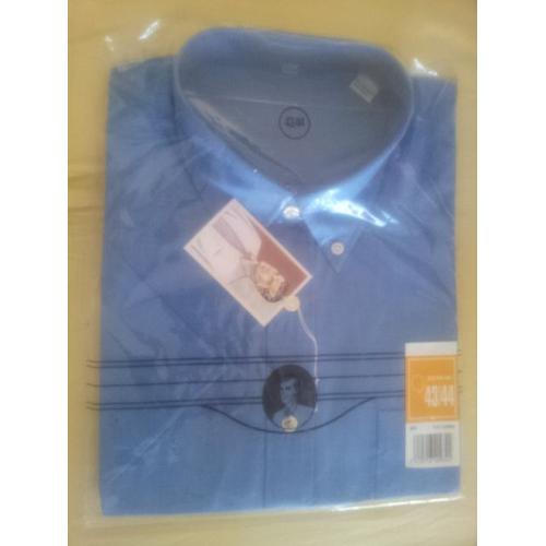 Chemisette Manches Courtes Bleu Chiné Taille 43/44 Xl 65 % Polyester & 35 % Coton