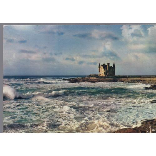 Carte Postale De Presqu' Ile De Quiberon (Morbihan) Le Château Du Turpot Un Jour De Tempête