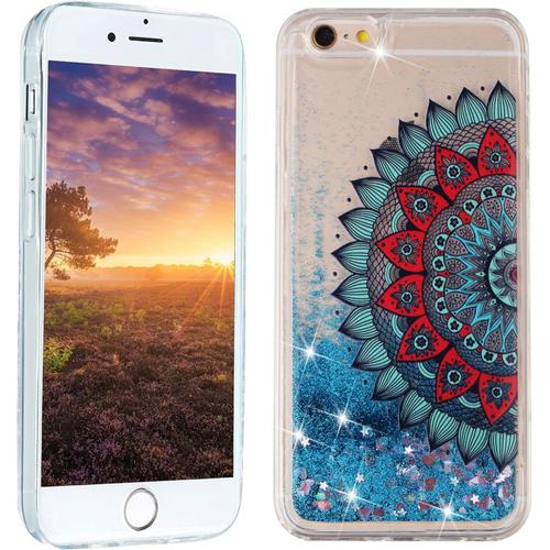 Paillettes Coque Pour Iphone 6s 6 4.7 Inch Silicone Souple Glitter Antichoc Etui Iphone 6 6s Transparente Motif Housse De Protection Tpu Case Pour Fille Femme Mandala