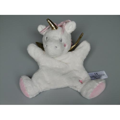 Doudou Licorne Blanc Rose Doré Marionnette Simba Toys