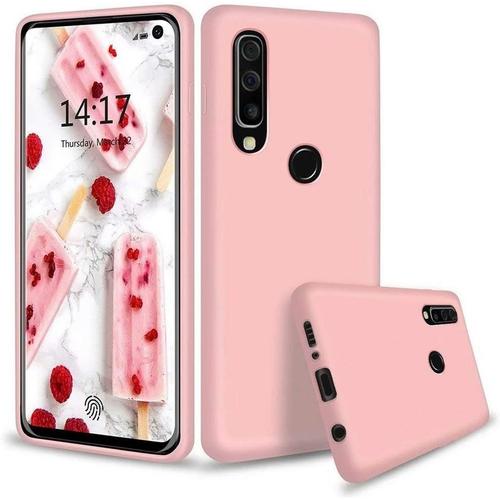 Compatible Avec Les Coque Huawei P Smart 2019 Silicone Liquide Gel Étui+1*Protecteur D'écran Anti-Choc Housse Protection Avec Soft Microfiber Cloth Lining Cushion-Rose