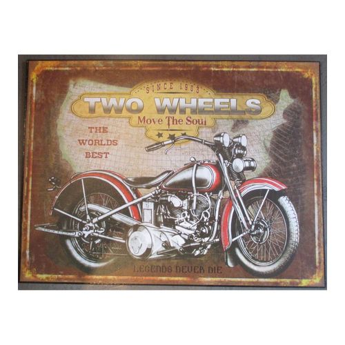 Plaque Moto Two Whelles Route 66 Aspect Rouillé Tole Pub Affiche Metal Usa