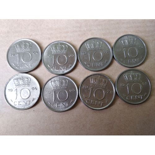 Lot De 8 Pièces De 10 Cents Néerlandaises Années 1940 / 50 / 60 / 70