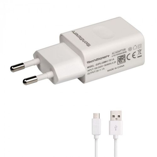 Chargeur Secteur Vers Usb Blanc + Cable Pour Liseuses Ebooks Avec Port Micro Usb