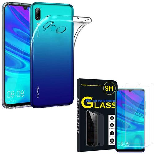 Coque Silicone Pour Huawei P Smart (2019) 6.21" Gel Ultraslim Et Ajustement Parfait - Transparent + 2 Films Verre Trempé