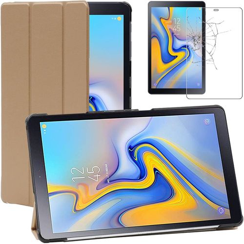 Ebeststar - Housse Samsung Galaxy Tab A 10.5 (2018) T590 T595 Etui Pu Slim Smartcase Support Haute Solidité, Or / Doré [Dimensions Precises Tablette : 260 X 161.1 X 8.0mm, Écran 10.5'']