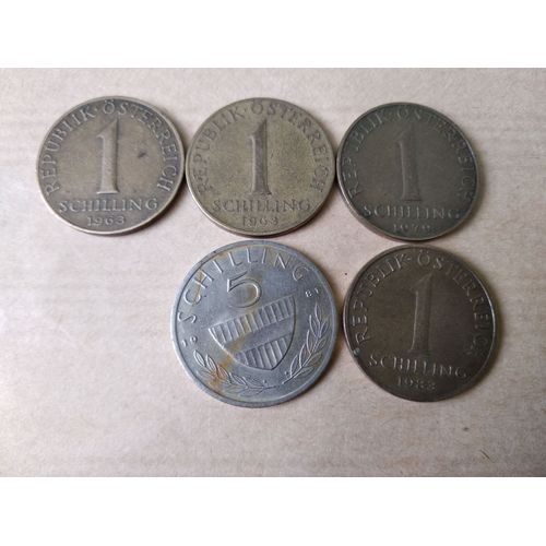 Lot De 5 Pièces De 1 & 5 Schilling Autrichiens Années 1960 / 70 / 80