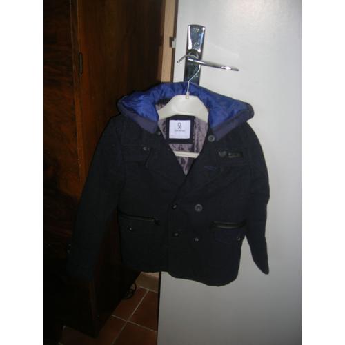 Manteau Okaïdi Capuche Amovible 4 Ans 95% Polyester,4% Viscose ,1% Élasthanne,Bleu Marine.