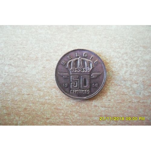 50 Centimes De Belgique 1958 En Ttb+