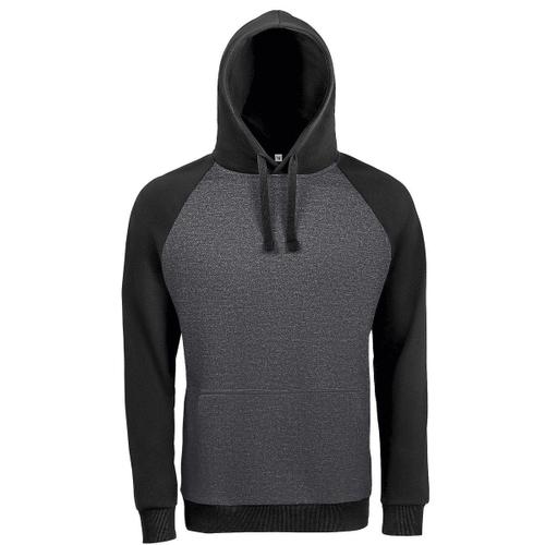 Sweat Shirt ? Capuche Poche Kangourou Unisexe - 02998 - Noir Bicolore