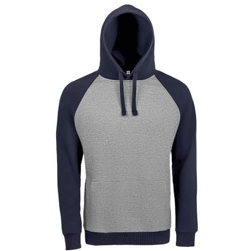 Sweat Shirt À Capuche Poche Kangourou Unisexe - 02998 - Bleu Marine Et Chiné - Bicolore
