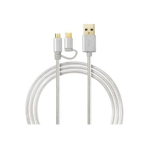 Nedis 2-in-1 - Kit câble USB - 1 m - rond - aluminium