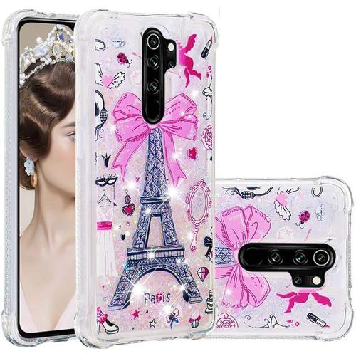 Coque Pour Xiaomi Redmi Note 8 Pro Coques En Silicone, 3d Dynamic Quicksand Glitter Liquid Bling Transparent Soft Ultrathin Gel Silicone Tpu Anti Shock Protective Case