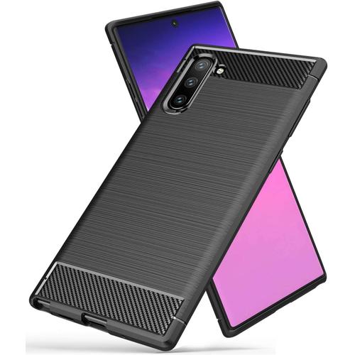 Coque Samsung Galaxy Note10, Étui De Protection Tpu Léger Ultra-Mince Et Doux, Conception En Fibre De Carbone Quatrième De Couverture Pour Samsung Galaxy Note10 - Noir