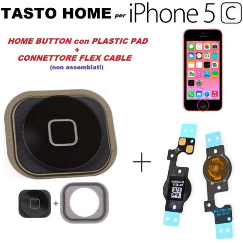 Bouton Home Centrale + Câble Flat Flex Iphone 5c C Noir Bouton