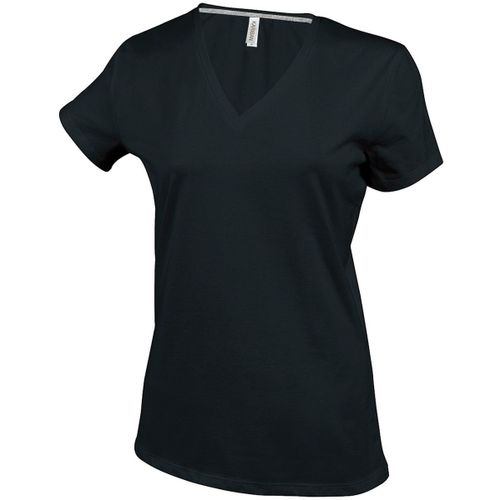 T-Shirt Manches Courtes Col V - K381 - Noir - Femme
