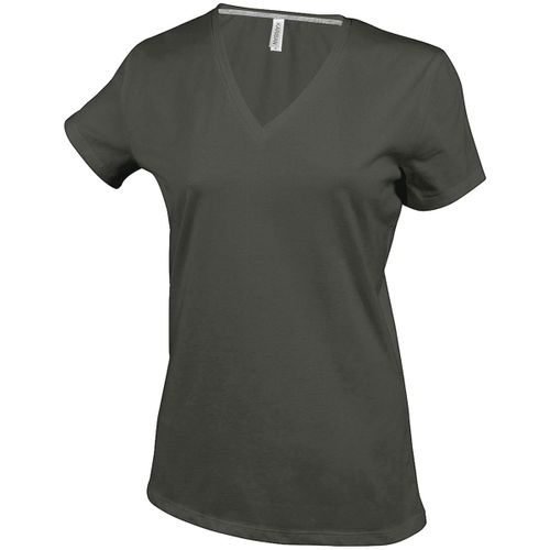 T-Shirt Manches Courtes Col V - K381 - Vert Khaki - Femme