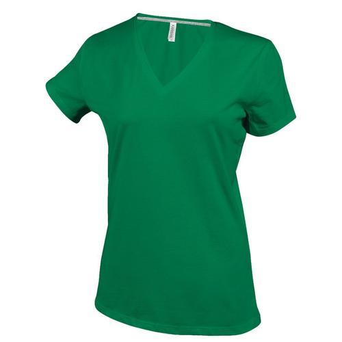 T-Shirt Manches Courtes Col V - K381 - Vert Kelly - Femme