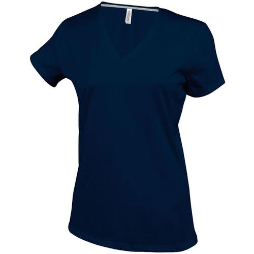 T-Shirt Manches Courtes Col V - K381 - Bleu Marine - Femme