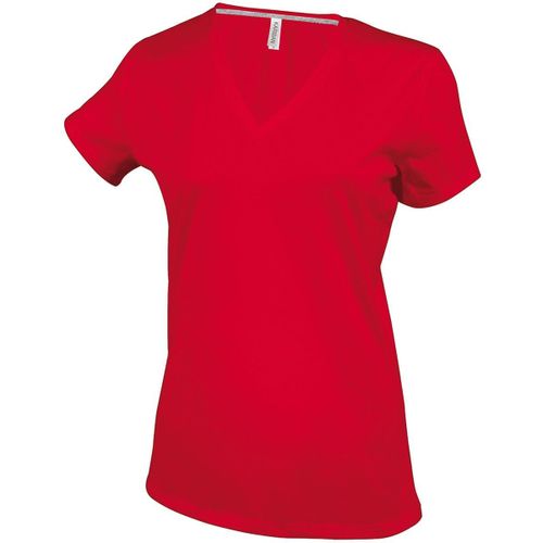 T-Shirt Manches Courtes Col V - K381 - Rouge - Femme