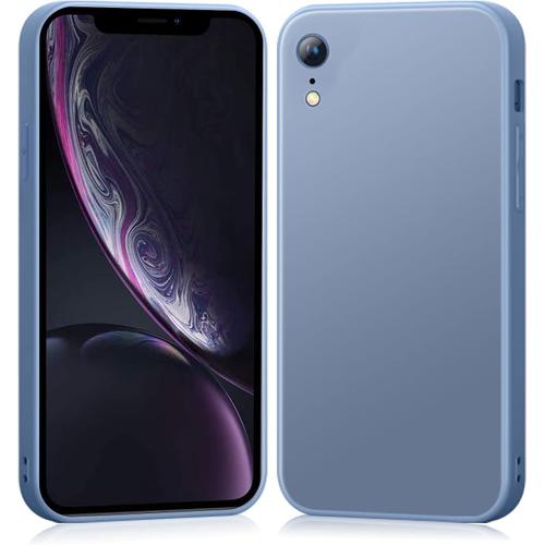 Coque Compatible Avec Iphone Xr Luxe Doux Liquide Silicone Mat Verre Trempé Étui De Protection Arrière 360 \U200b\U200b\U200b\U200bdegrés Antichoc Téléphone Case-Mauve