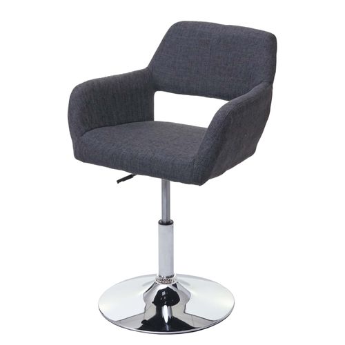 Chaise De Salle À Manger Hwc-A50 Iii, Style Rétro Années 50, Tissu   Gris Foncé, Pied En Métal Aspect Chromé