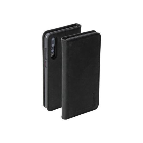 Krusell Sunne 4 Card Foliowallet - Étui À Rabat Pour Téléphone Portable - Tissu, Cuir Vieilli - Noir Vintage - Pour Huawei P20 Pro
