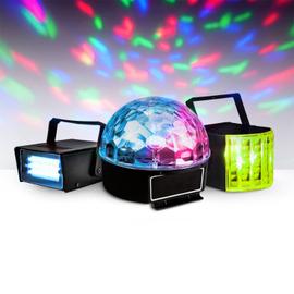 Pack soirée Boule Disco à Led avec rotateur intégré + 2 Jeux de lumières  OVNI SONO