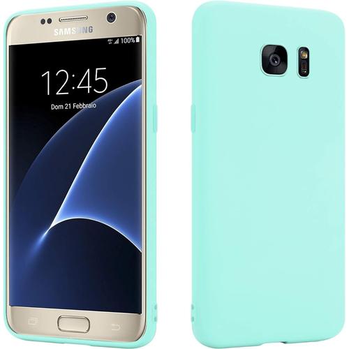 Coque Turquoise Compatible Avec Samsung Galaxy S7 Étui En Silicone Tpu De Qualité Supérieure Résistant Aux Rayures Et Aux Chocs Surface Mate Mince Housse De Protection