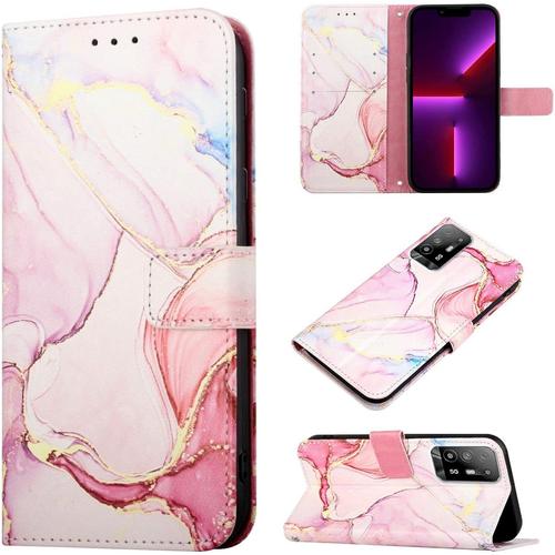 Marbre Coque Pour Oppo A94 5g Faux Cuir Antichoc Motif Marbre Etui Ultra Mince Anti Rayures Gel Flexible Protection Housse Pour Oppo A94 5g/A94 4g/A95 5g.Rose Gold Ybp