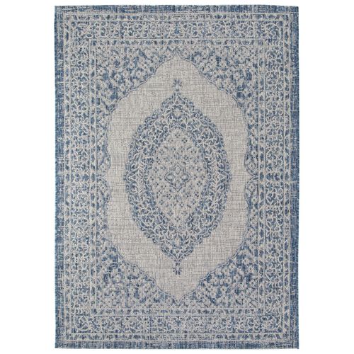Tapis D'extérieur Cleo Bleu 300x400 Cm - Tapis Outdoor Pour Balcon, Terrasse Et Jardin