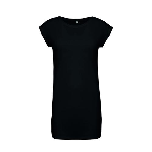 Robe T-Shirt Col Rond Manches Courtes - K388 - Noir - Femme