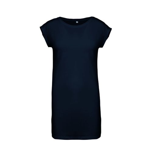 Robe T-Shirt Col Rond Manches Courtes - K388 - Bleu Marine - Femme