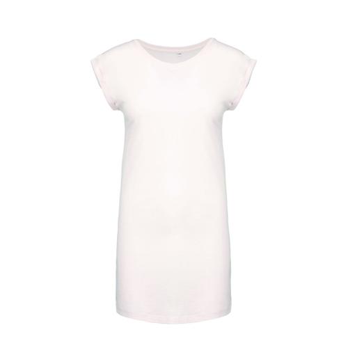 Robe T-Shirt Col Rond Manches Courtes - K388 - Blanc Cass? - Femme