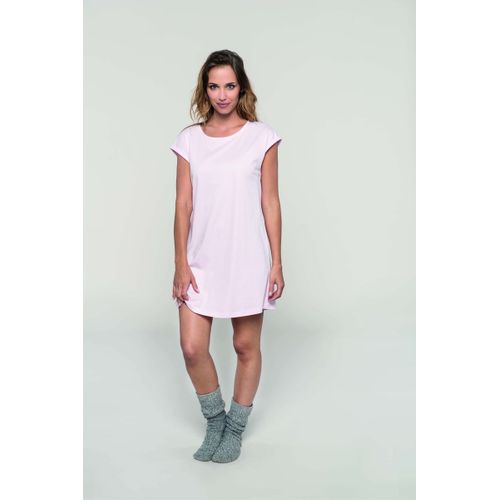 Robe T-Shirt Col Rond Manches Courtes - K388 - Rose - Femme