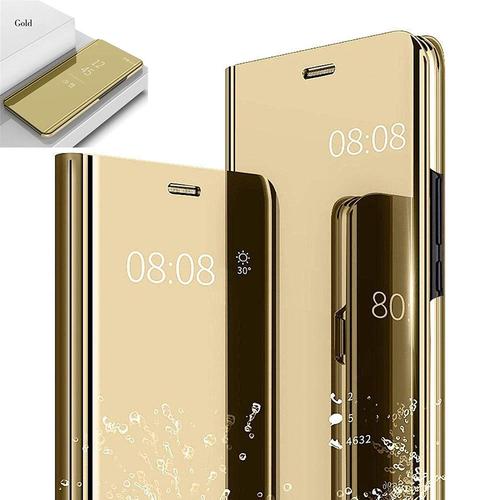 Etui Housse Samsung Galaxy S10 Clear Miroir Transparent View Rabattable Coque De Portection Pour Samsung Galaxy S10 - Or