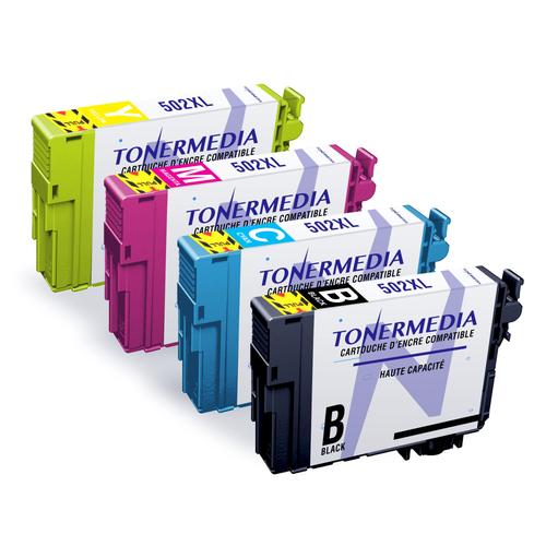 TONERMEDIA - x4 cartouches Epson 502XL compatibles avec imprimantes Epson Expression Home XP-5100 XP-5105 XP-5115 WF-2800 WF-2860