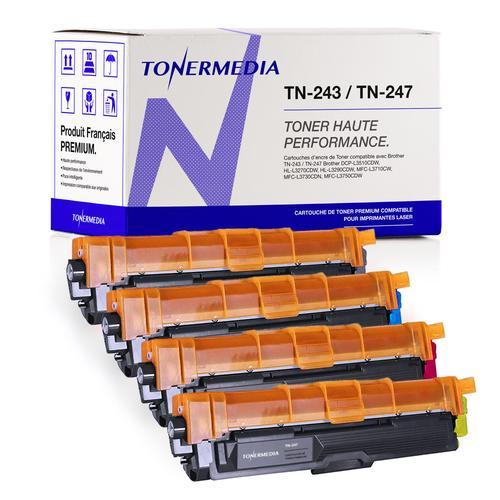 TONERMEDIA - x4 Toner Brother TN-243 TN-247 compatibles Brother DCP-L3550 MFC-L3750 MFC-L3770 HL-L3210 HL-L3270 HL-L3230 MFC-L3710 +