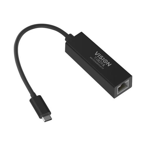 Vision TC-USBCETH/BL - Adaptateur réseau - USB-C 3.1 - Gigabit Ethernet x 1 - noir