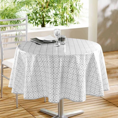 Nappe Ronde - Moderne Graphique - Diamètre : 160 Cm - Pvc - Gris Gris
