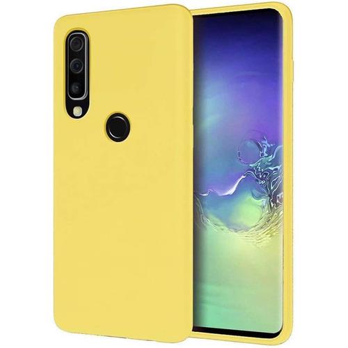 Compatible Avec Les Coque Huawei P Smart 2019 Silicone Liquide Gel Étui+1*Protecteur D'écran Anti-Choc Housse Protection Avec Soft Microfiber Cloth Lining Cushion-Jaune