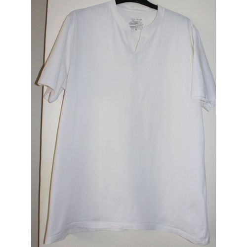 T-Shirt Celio Blanc Coton Col Mao