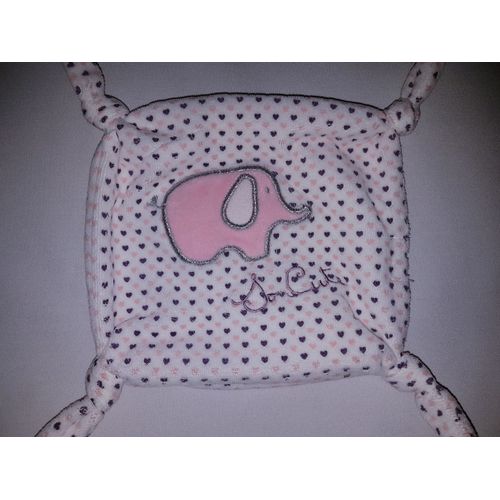 Doudou Plat Éléphant So Cute Pommette Intermarché Éléphant Brodé Coeur Blanc Rose Violet 4 Noeuds Jouet Bebe Naissance Peluche Éveil Enfant Soft Toys