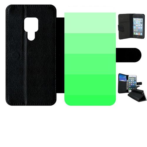 Etui A Rabat - Degrad Vert Fluo - Compatible Avec Huawei Mate 20 - Simili-Cuir - Bord Noir