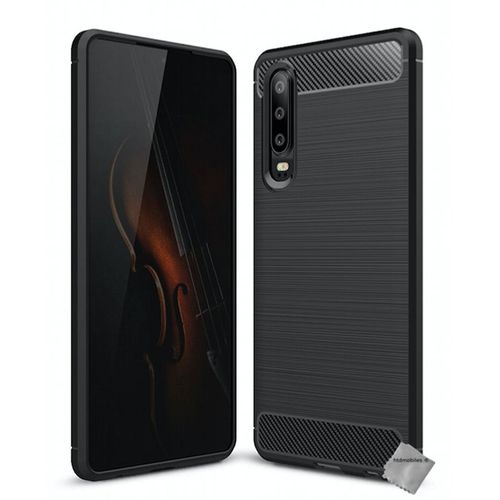 Housse Etui Coque Silicone Gel Carbone Pour Huawei P30 + Film Ecran - Noir