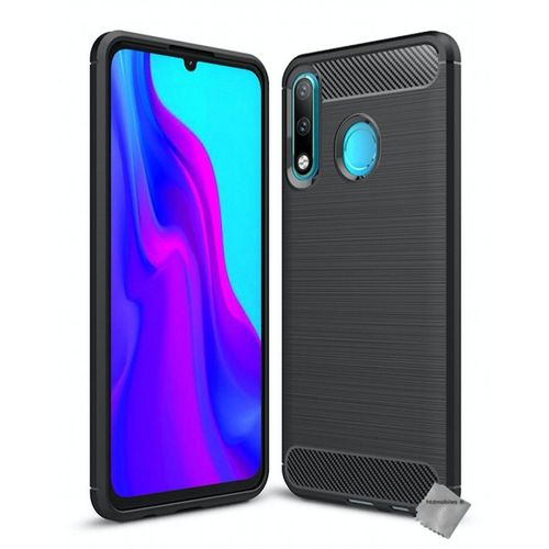 Housse Etui Coque Silicone Gel Carbone Pour Huawei P30 Lite + Verre Trempe - Noir
